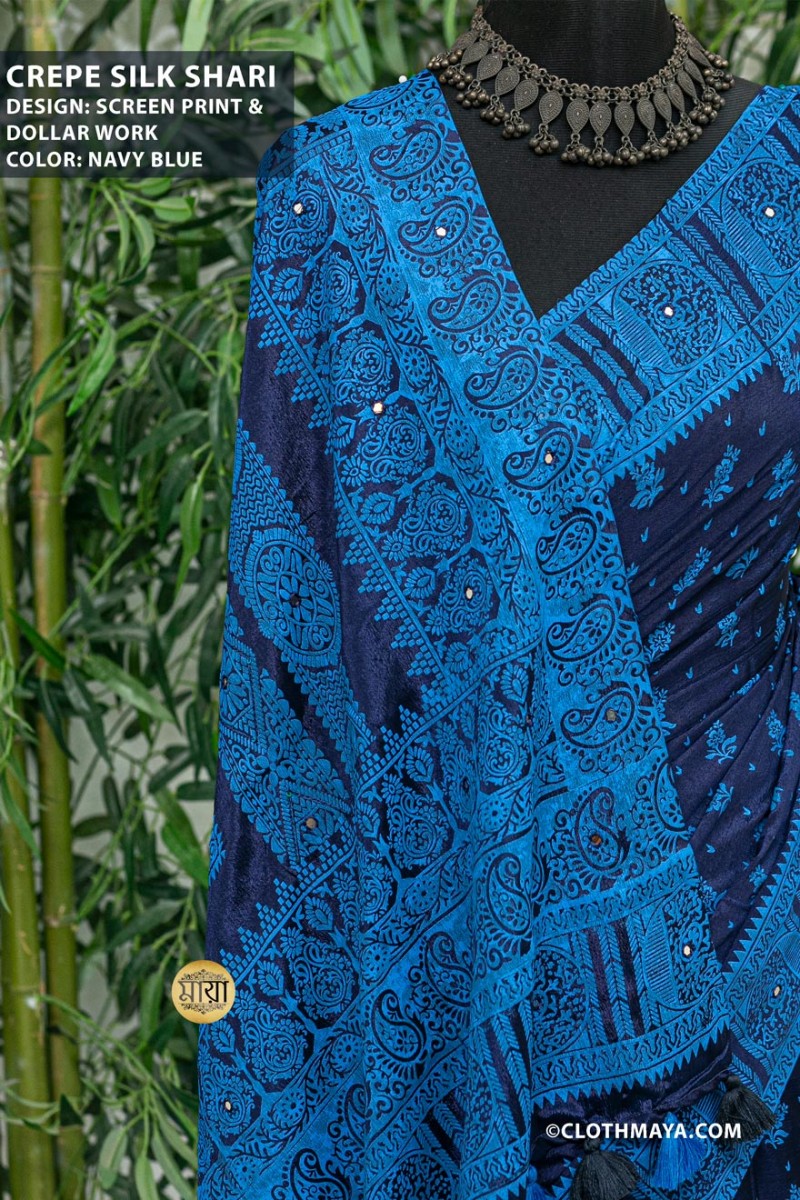 Shari Rajpot Crepe silk shari code:00361 | clothmaya