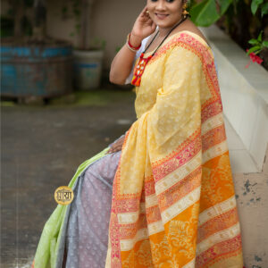 Handloom SOft cotton block printed shari