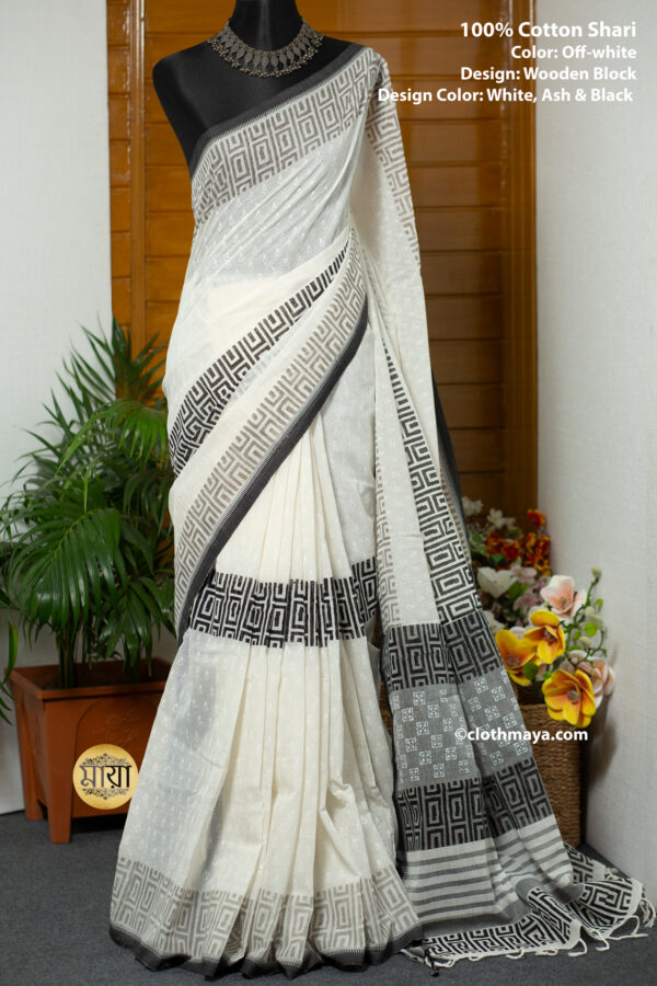 HANDLOOM SOFT COTTON BLOCK PRINTED SHARI