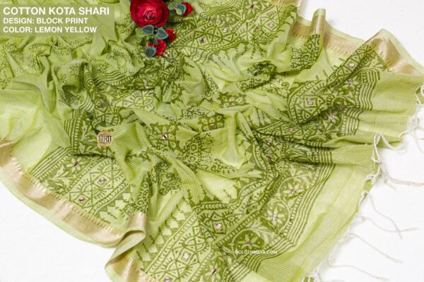 Handloom Soft cotton Kota block printed shari