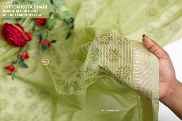 Handloom Soft cotton Kota block printed shari