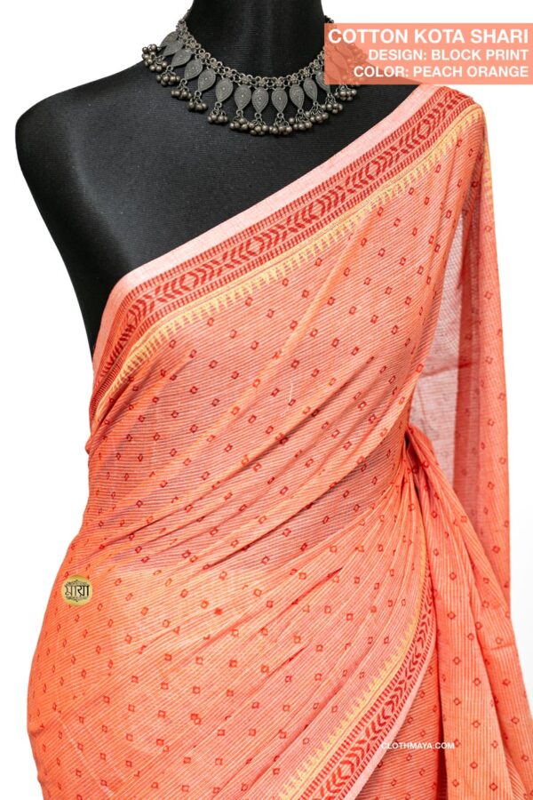 Handloom Soft Cotton Block Printed Shari - Image 2