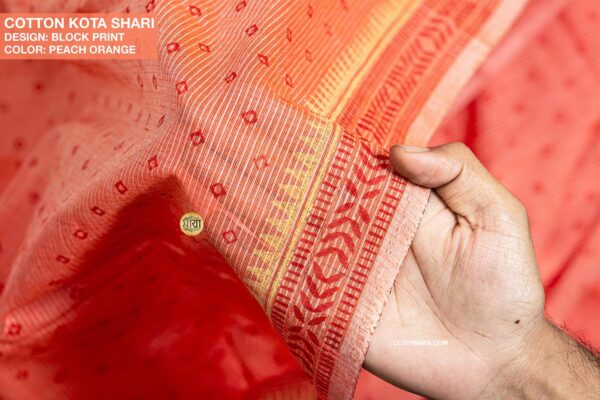 Handloom Soft Cotton Block Printed Shari - Image 10