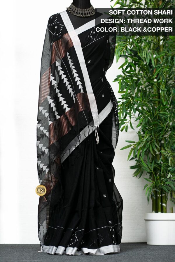 Handloom Soft Cotton Shari - Image 5