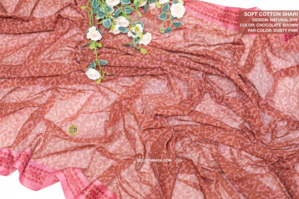 Handloom Soft cotton natural dye shari - Image 4