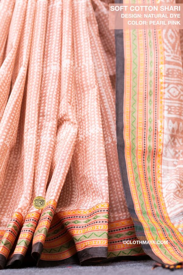 Handloom Soft Cotton Natural Dye Shari - Image 4