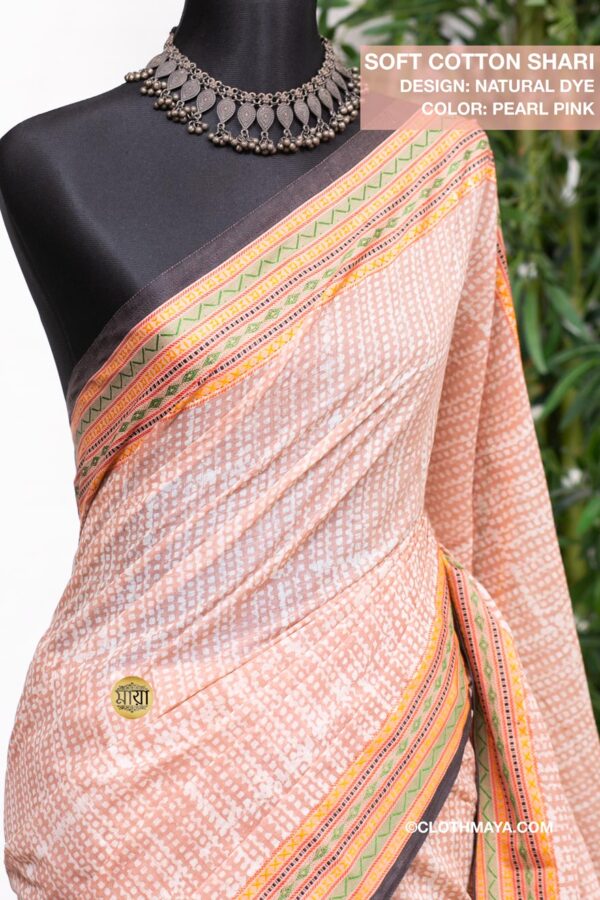 Handloom Soft cotton natural dye shari - Image 5